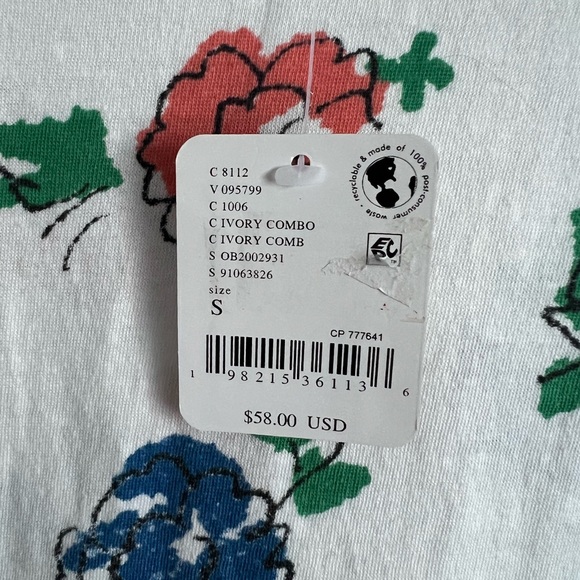 🌻🆕FREE PEOPLE We The Free Nina Boheme Printed Tee-Ivory Combo-SIZE Small - Picture 10 of 10